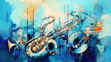 Jazz music background watercolor style arts