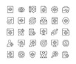 © Jane Kelly - Target icons. Vector line icons set. Goal, target market, achievement, business aspirations concepts. Black outline stroke symbols