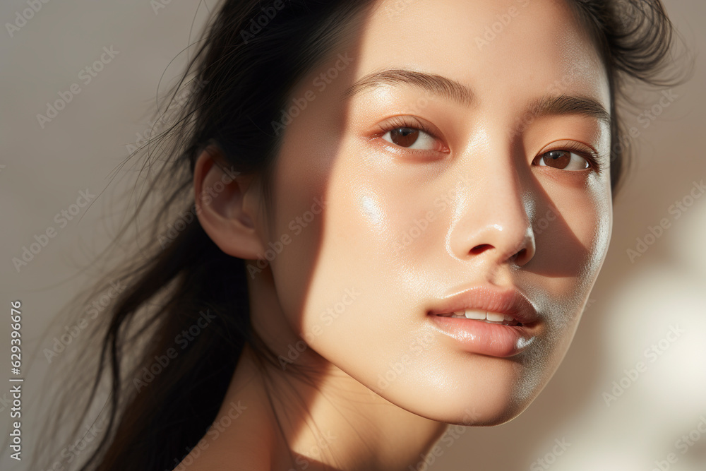 Portrait of beauty asian woman with perfect healthy glow skin facial ...