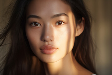 portrait of beauty asian woman with perfect healthy glow skin facial