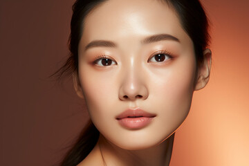 Portrait of beauty asian woman with perfect healthy glow skin facial