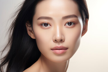 portrait of beauty asian woman with perfect healthy glow skin facial