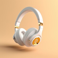 colour headphones on  pastel background. Music concept. Generative ai