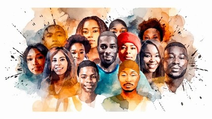 Wall Mural - black history month, watercolor background Generative ai