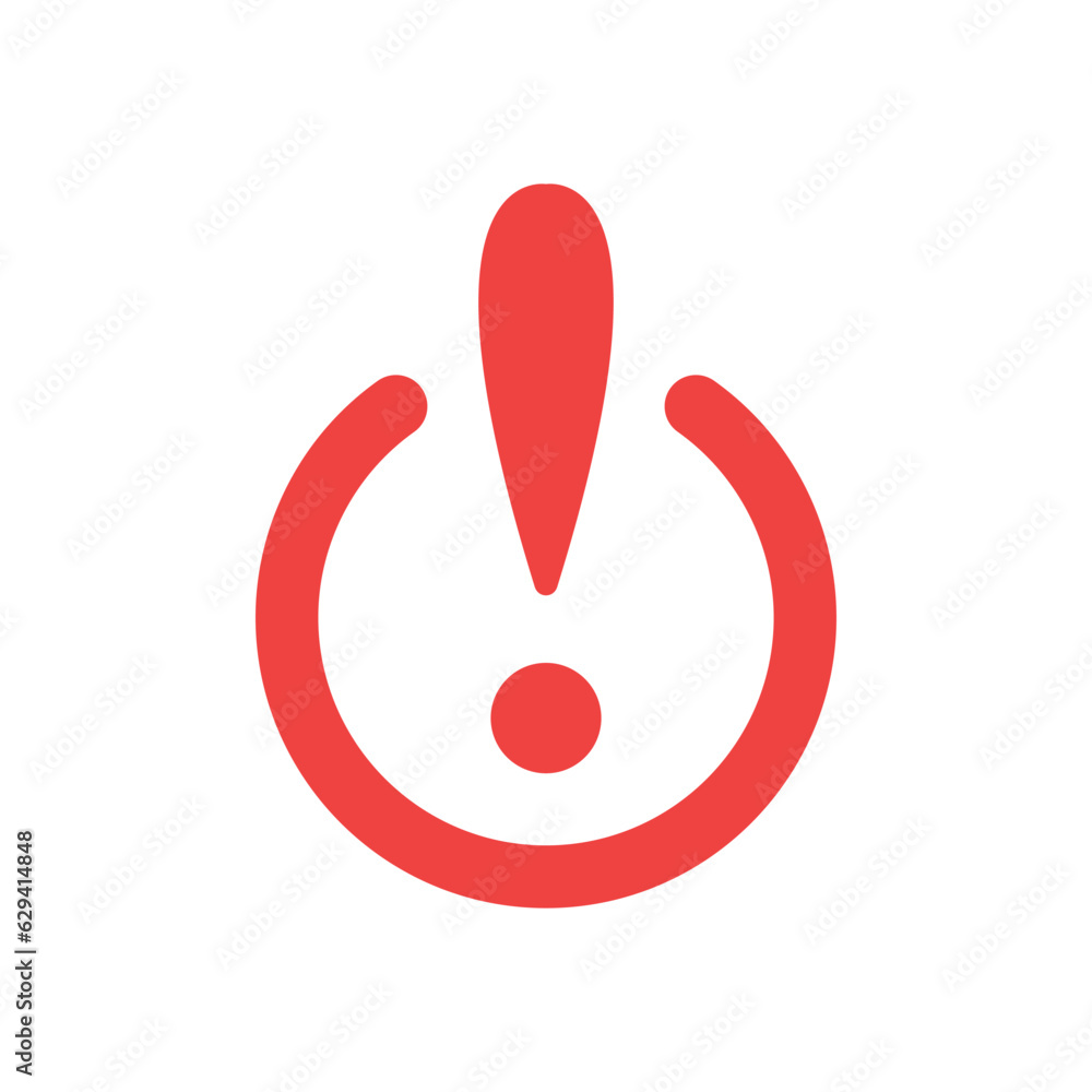 Error Pointing Up red minimal exclamation point round icon. concept of big error or ...