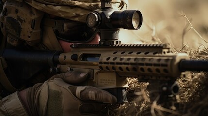 Wall Mural - A close-up shot of a Navy SEAL sniper