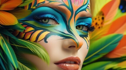 Creative artistic makeup look, face of the woman . Fantasy concept , Illustration painting.