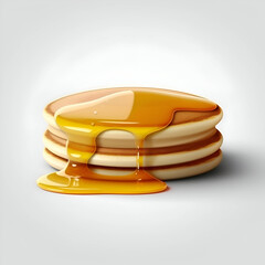 Wall Mural - Pancakes with honey on a white background. 3d illustration