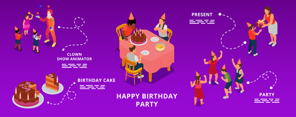 Canvas Print - Birthday Party Isometric Infographic