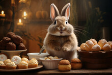 Baker Bunny With Delicious Pastries