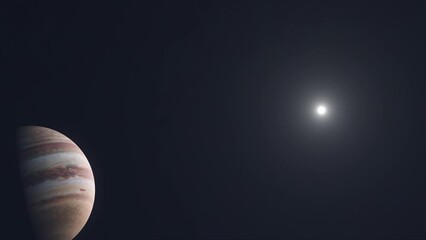 Wall Mural - Realistic View of Planet Jupiter Panning from The Sun