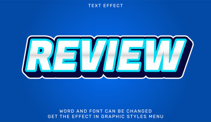 Wall Mural - Review text effect template in 3d design. Text emblem for advertising, branding, business logo
