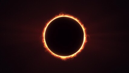 Wall Mural - glowing sunflare around solar eclipse as bright yellow rays bounce on both sides