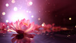 canvas print picture - Lotusblüte in rosa im Wasser mit Bokeh in pink Farben als Hintergrund als Poster Nahaufnahme, ai generativ
