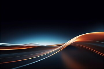 Wall Mural - 3d render, abstract background with colorful orange blue wavy lines