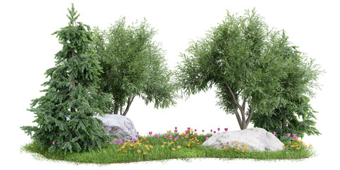 Wall Mural - Group of tree isolated on transparent background
