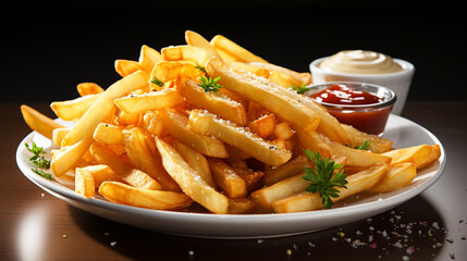 delicious french fries on a white background