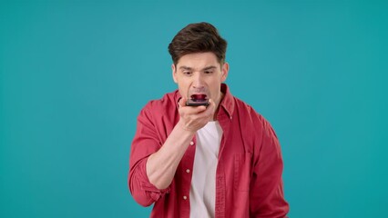 Aggressive man records voice message shouting loudly