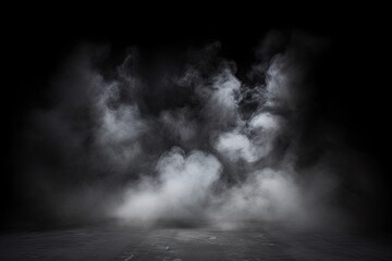 Wall Mural - studio show with white smoke on black background. abstract backdrop. modern and classic style. produ