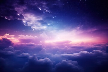 Wall Mural - abstract purple night sky with clouds background