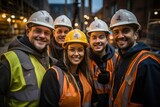 Fototapeta  - Builder team working at the construction site, labor day, and workers' importance team construction worker