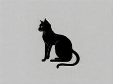 A Sleek Black Cat Depicted In Minimalist Vector Art
