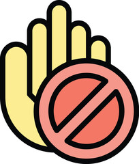 Sticker - Stop school abuse icon outline vector. Child bully. Student upset color flat