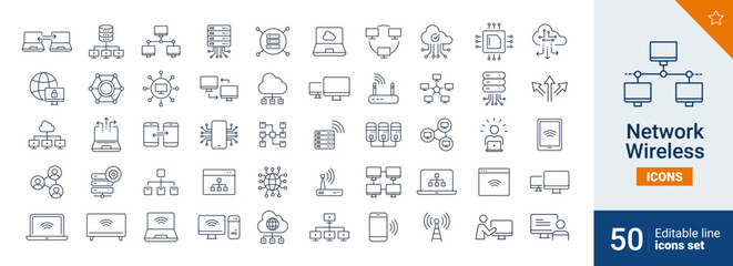 Network icons Pixel perfect. server, system, business,...	
