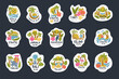 Island badges. Exotic places on beach for beautiful relax time recent vector logo collection