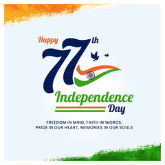 77th anniversary, independence day india, 2024, vector design post template
