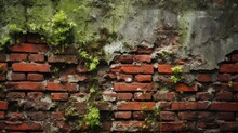 Old Brick Wall With Moss