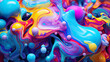 © AngrySun - Liquid paint psychedelic swirls. Trippy abstract acrylic background. Generative AI