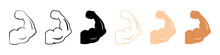 Arm Muscle. Flex Strong. Strong Emoji Line Icon. Vector Illustration