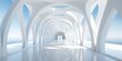 © Slanapotam - Abstract architecture background, futuristic white arched interior 3d render