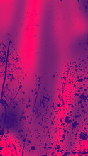 Abstract Dirty Grunge Pink And Purple Grain Texture With Paint Splashes Background, Dirt Distressed Overlay For Vintage Style. Ink Dust Frame 9:16