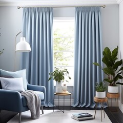 modern bedroom, miminal interior design, window with simple curtains