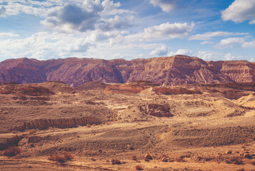 Wall Mural - View of the desert. View of the valley with mountains on the backdrop. Timna Park, Eilat, Israel