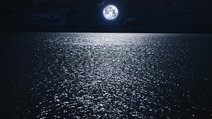 beautiful and mystical night scene. the full moon hangs over the night surface of the river. the riv