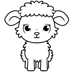 Wall Mural - Coloring page outline of cartoon lamb