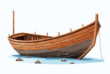 Old Boat Vector Flat Minimalistic Isolated Illustration