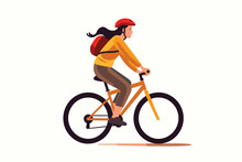 Woman On Bike Vector Flat Minimalistic Isolated Illustration