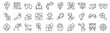© SkyLine - Set of outline icons related to problem solution, support, cooperation, sloving. Linear icon collection. Editable stroke. Vector illustration