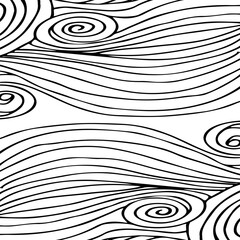 Poster - Simple minimalist wave pattern. Hand drawn graphic line art. Modern abstract  landscape. Monochrome black and white curly doodles