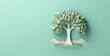 © SnowElf - Creative concept Earth Day banner template. Nature, trees and green leaves in paper cut out style. 3d render illustration style illustration.
