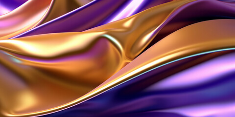 abstract silky golden and purple wavy wallpaper background