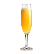 Mimosa In Champagne Flute With Orange Juice And Sparkling Wine Isolated On Transparent Background. Generative AI.