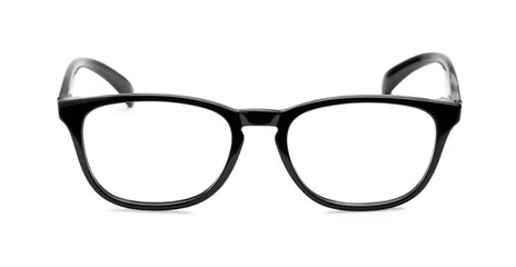 Stylish pair of glasses with black frame isolated on white