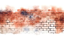 Old Brick Wall, Watercolor Style.