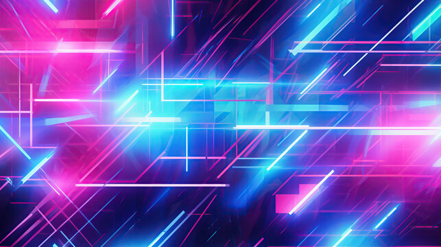 Abstract blue, mint and pink background with interlaced digital glitch and distortion effect. Futuristic cyberpunk design. Retro futurism, webpunk, rave 80s 90s cyberpunk aesthetic techno neon colors