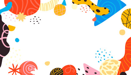 Aufkleber - Png abstract creative background in minimal trendy style with copy space for text and modern art shapes - digital collage, horizontal design template for social media and websites